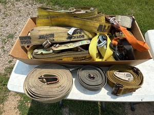 Assorted Ratchet Tie Down Tow Strap Lot w Hooks & Hardware