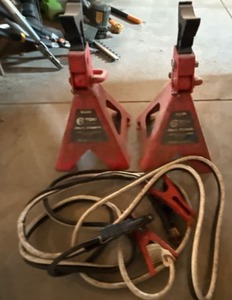 Allied 6 Ton Jack Stands with Jumper Cables Automotive Garage Lot