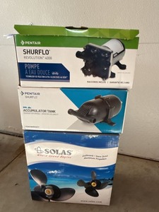 Lot of Pentair Shurflo RV Pump Tank & Solas Marine Propeller