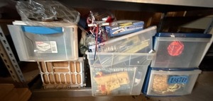 Lot of Assorted Seasonal Holiday Decorations w Storage Totes