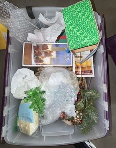 Box Lot of Assorted Christmas Holiday Decor Glass Trees Candles