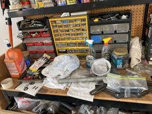 Assorted Shop Hardware Fasteners Hooks Bolts in Parts Organizers