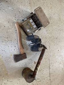 Vintage Mixed Lot Sears Binoculars Toaster Axe Hand Sprayer