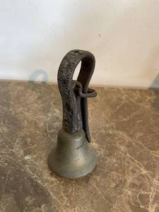Vintage Livestock Bell With Leather Strap Rustic Farm Harness Decor