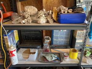 Mixed Workshop Hardware & Utility Shelf Lot Drill Bits Screws Tools
