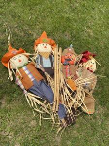 Fall Scarecrow Yard Decorations Harvest Halloween Fabric Stake Set