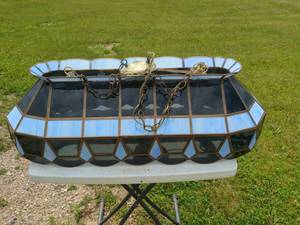 Large Stained Glass Style Hanging Pendant Light Blue Smoke Glass