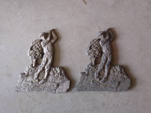 Pair Vintage Golf Golfer Cast Metal Wall Plaques Decorative Relief