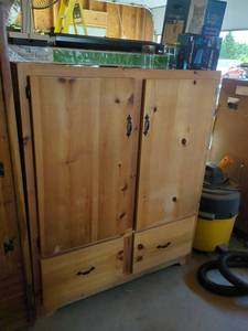 Rustic Pine Storage Cabinet Armoire 2 Door 2 Drawer 46x56x15