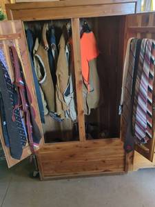 Mixed Hunting Clothing Gear Lot w Binoculars Boots Neckties