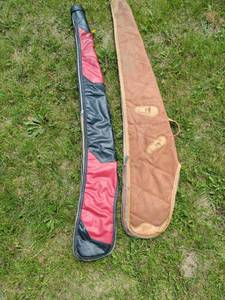 Vintage Soft Long Gun Cases Vinyl & Quilted Tan Hunting Pair