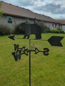Black Metal Bear Silhouette Weathervane Garden Yard Stake Decor