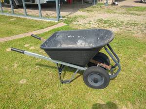 Dual Wheel Poly Wheelbarrow Garden Utility Cart Steel Frame