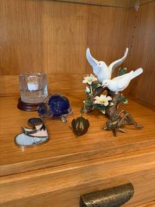 Lot of Assorted Decorative Figurines Glass Brass Porcelain Decor
