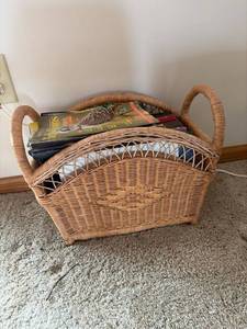 Wicker Magazine Basket with Assorted Books & Birds Blooms Magazines
