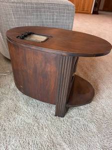 Antique Philco Art Deco Chairside End Table Radio Wood Cabinet Tube Radio