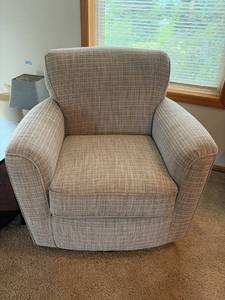 Beige Upholstered Rocking Chair Barrel Back Accent Armchair 36in Wide