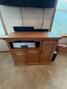 Oak Entertainment Cabinet TV Stand Media Console Storage 42x21x38