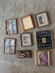 Lot of Vintage Wall Decor - MLB Team Pins Set, Wildlife Prints & Copper Plaque