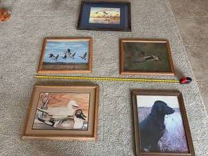 Framed Wildlife Wall Art Hunting Dog Waterfowl Cabin Decor Group