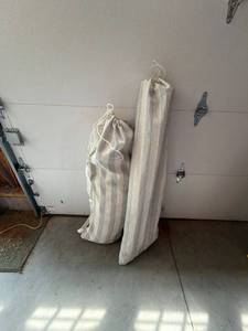 Pair of Striped Canvas Drawstring Storage Bags Large Laundry Sacks
