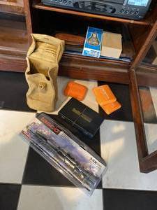 Mixed Hunting Accessories Lot Tasco 3-9x40 Scope Powder Flask Gear