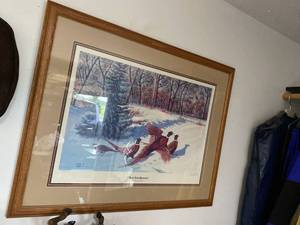 Otto Henry Pfeiffer Back Yard Pheasants Signed Framed Print 393500