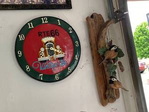 Lot of Assorted Wall Decor Route 66 Clock & Rustic Bird Plaque