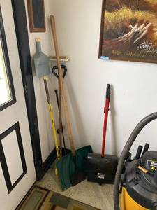 Assorted Snow Shovels Push Broom & Libman Upright Dust Pan Lot
