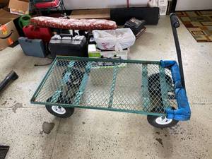 Steel Mesh Utility Garden Wagon Cart 4 Wheel Pull Behind Yard Hauler