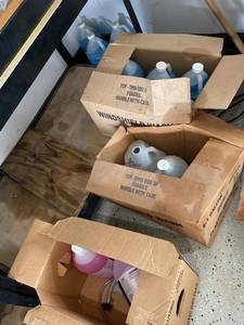 Box Lot of Assorted Windshield Washer Fluid Gallon Jugs