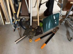 Lot of Assorted Lawn & Garden Tools Snow Shovel Loppers Rake