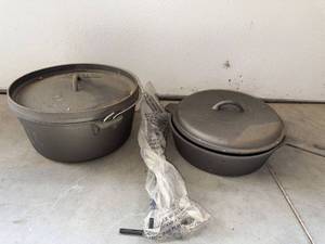 Venzler Cast Iron Dutch Oven & Covered Skillet Camp Cookware Set