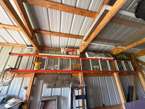 Fiberglass Extension Ladder & Vintage Wood Step Ladder Lot
