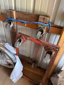 Pair of Heavy Duty Utility Furniture Dollies Wood & Steel Casters