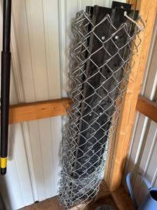 Chain Link Fence Fabric with Steel Fence Posts Salvage Lot