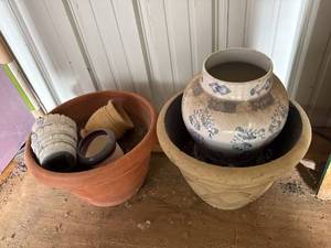 Lot of Assorted Ceramic & Terracotta Planters Flower Pots Garden Decor