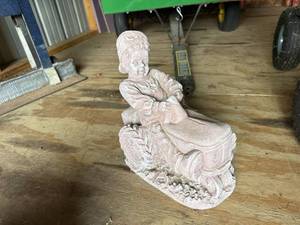 Vintage Style Child on Tractor Garden Statue Cast Stone Figure