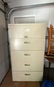 5-Drawer Metal Vertical File Cabinet Cream Office Storage Good