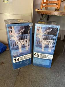 Pair 48 Lighted Animated Standing Buck Reindeer NIB Outdoor Decor
