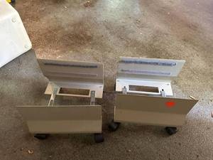 Pair Adjustable Rolling CPU Tower Stands Metal Computer Holders