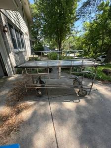 Vintage Stainless Medical Stretcher Gurney Rolling Cart Rails