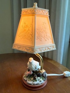 Bird Figural Table Lamp Porcelain Style Floral Shade 11in Working