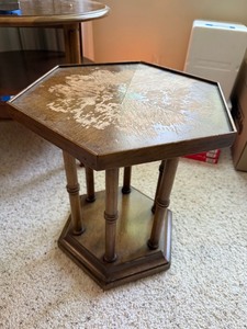 Vintage Hexagon Wood End Table Plant Stand 16x16x18 Fair Cond
