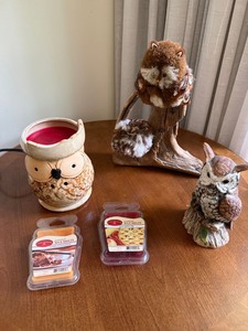 Owl Decor Lot Wax Warmer Figurines Candle Warmers Melts Rustic