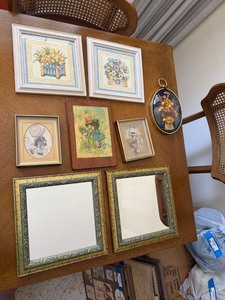 Vintage Framed Wall Decor Lot 8 Pc Mirrors Floral Prints Oval Shadowbox