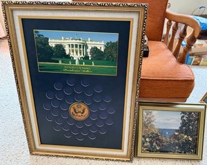 Framed Presidential Dollar Coin Display Holder White House 26 x 18