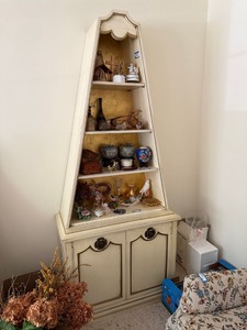 Vintage Chinoiserie Style Display Cabinet Etagere 78x34 Cream Finish