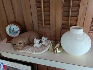 Mixed Lot Dog, Cats, Ducks, Clock & Vase Figurines