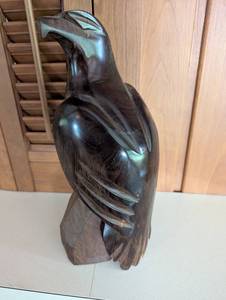 Carved Wooden Eagle Sculpture